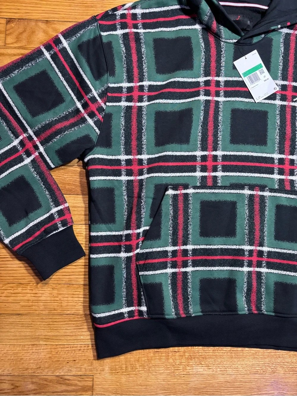 Jordan Essentials Plaid Holiday Fleece Pullover Hoodie Men’s Sz XL NEW!